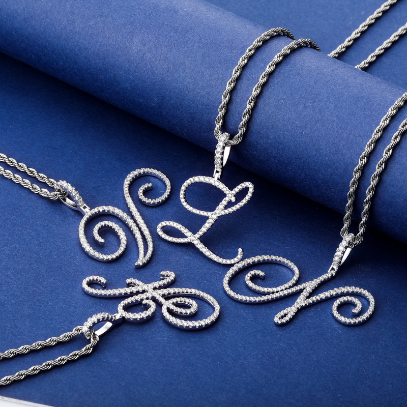 Vintage Fashion Font - Ciondolo con Lettere A-Z in Stile