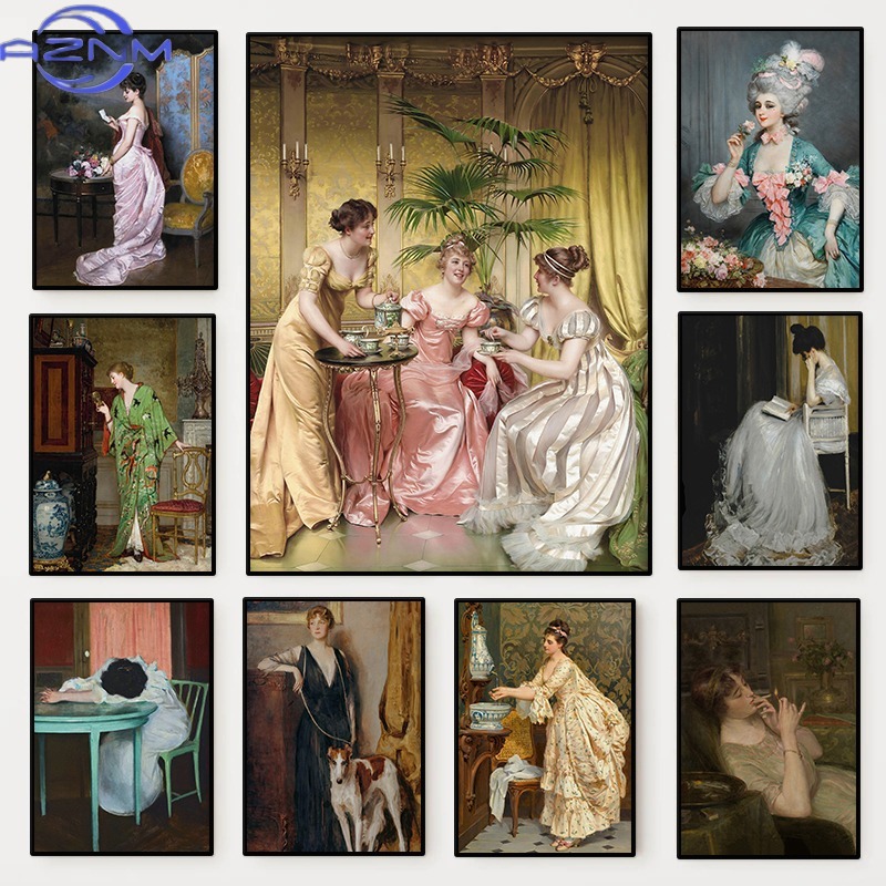 Vintage Fashion Wall Art - Poster con Ritratto Femminile del Rinascimento,
