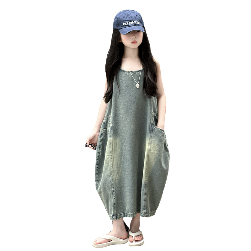 Vintage Fashion Outfit - Vintage Blue Bambini Ragazze Abito in