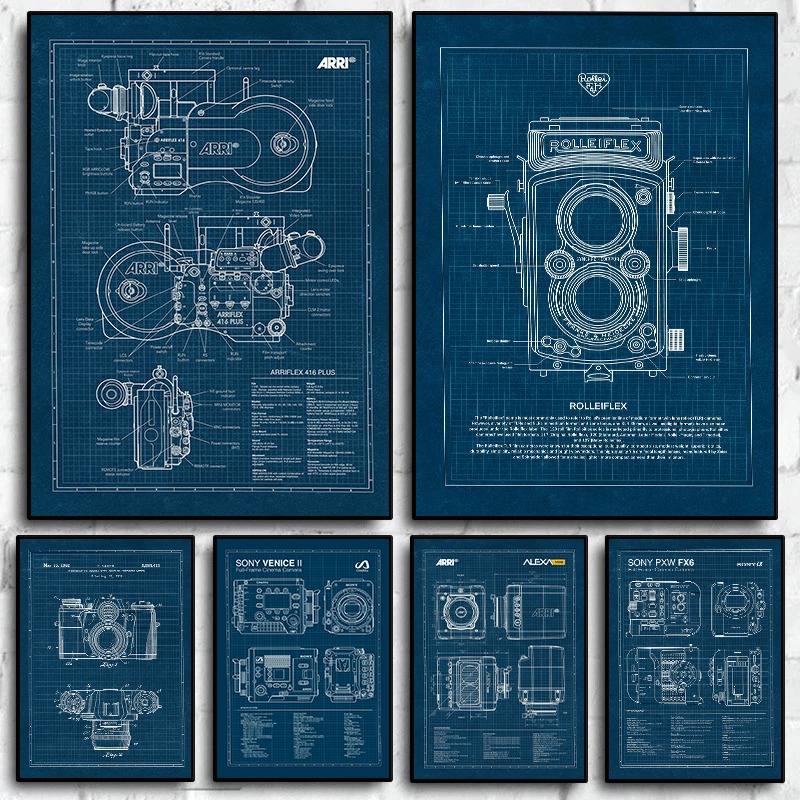 Vintage Fashion Wall Art - Vintage Leica Camera Blueprint Poster Fotografia